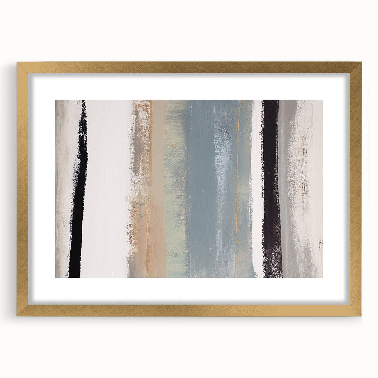 Textured Acrylic Wall Art – Gray Blue and Neutral Vertical Layers