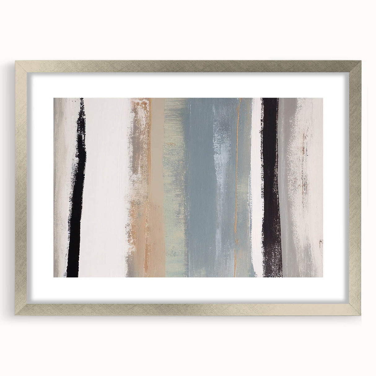 Textured Acrylic Wall Art – Gray Blue and Neutral Vertical Layers