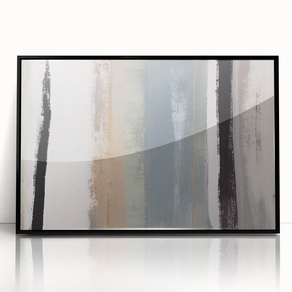 Textured Acrylic Wall Art – Gray Blue and Neutral Vertical Layers