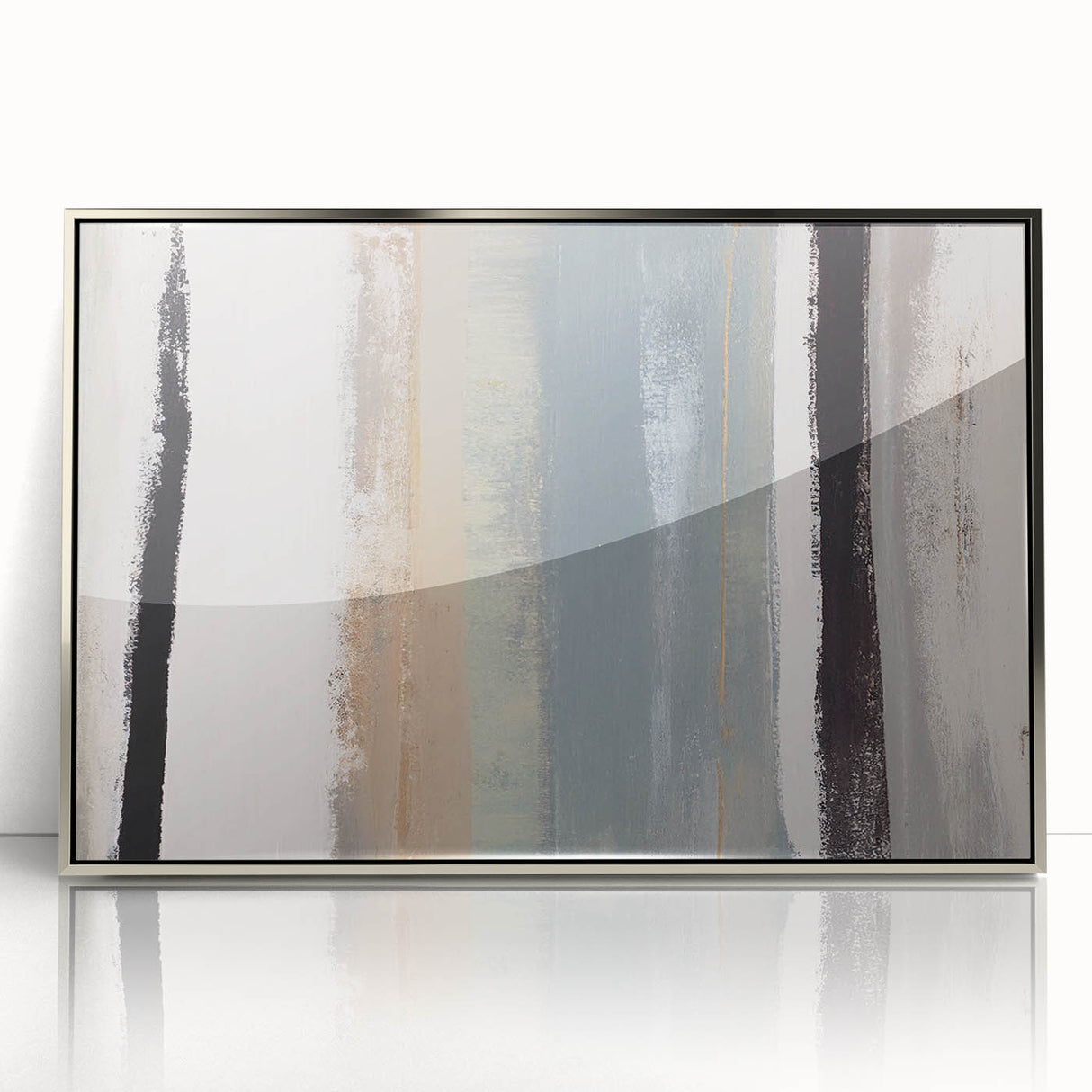 Textured Acrylic Wall Art – Gray Blue and Neutral Vertical Layers