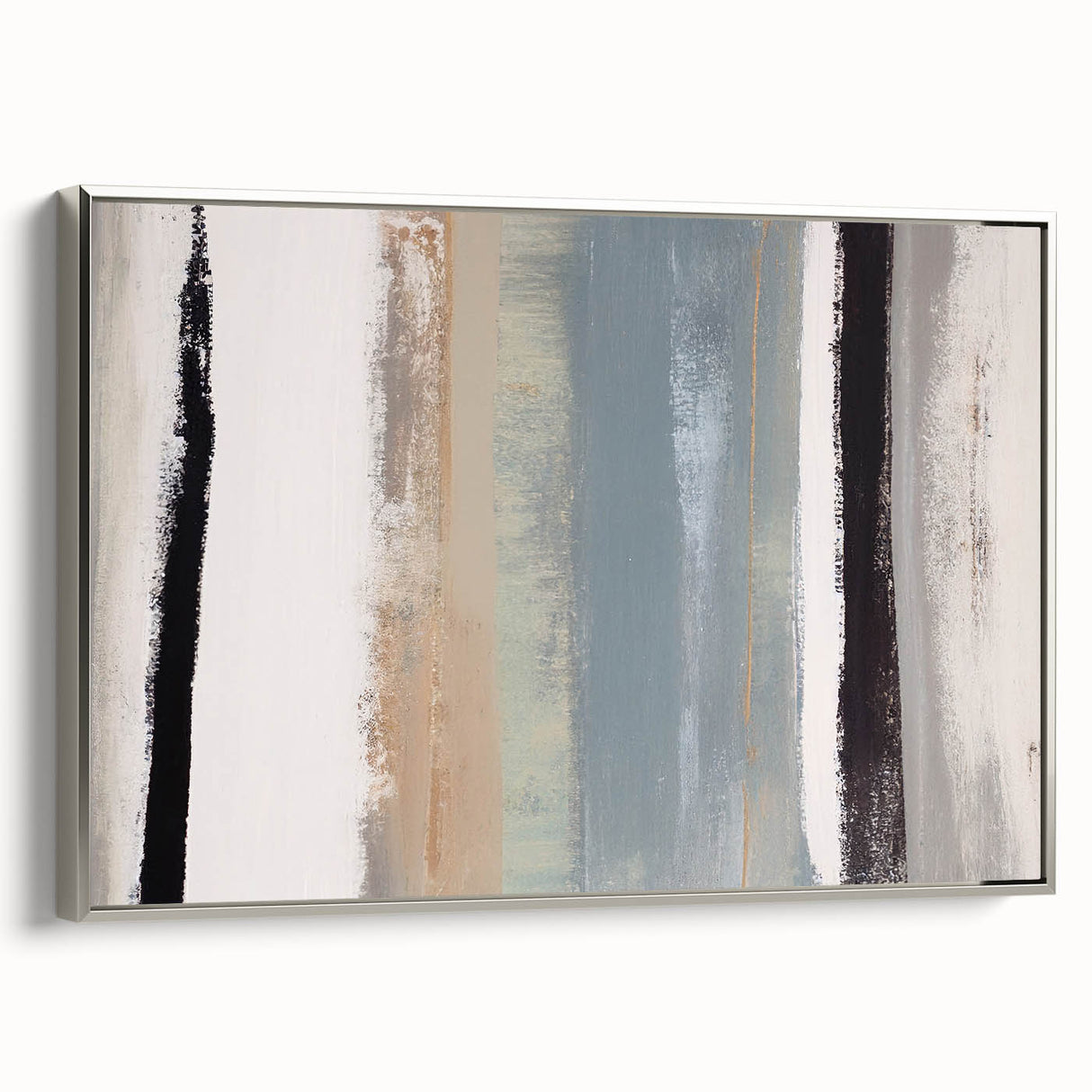 Textured Acrylic Wall Art – Gray Blue and Neutral Vertical Layers