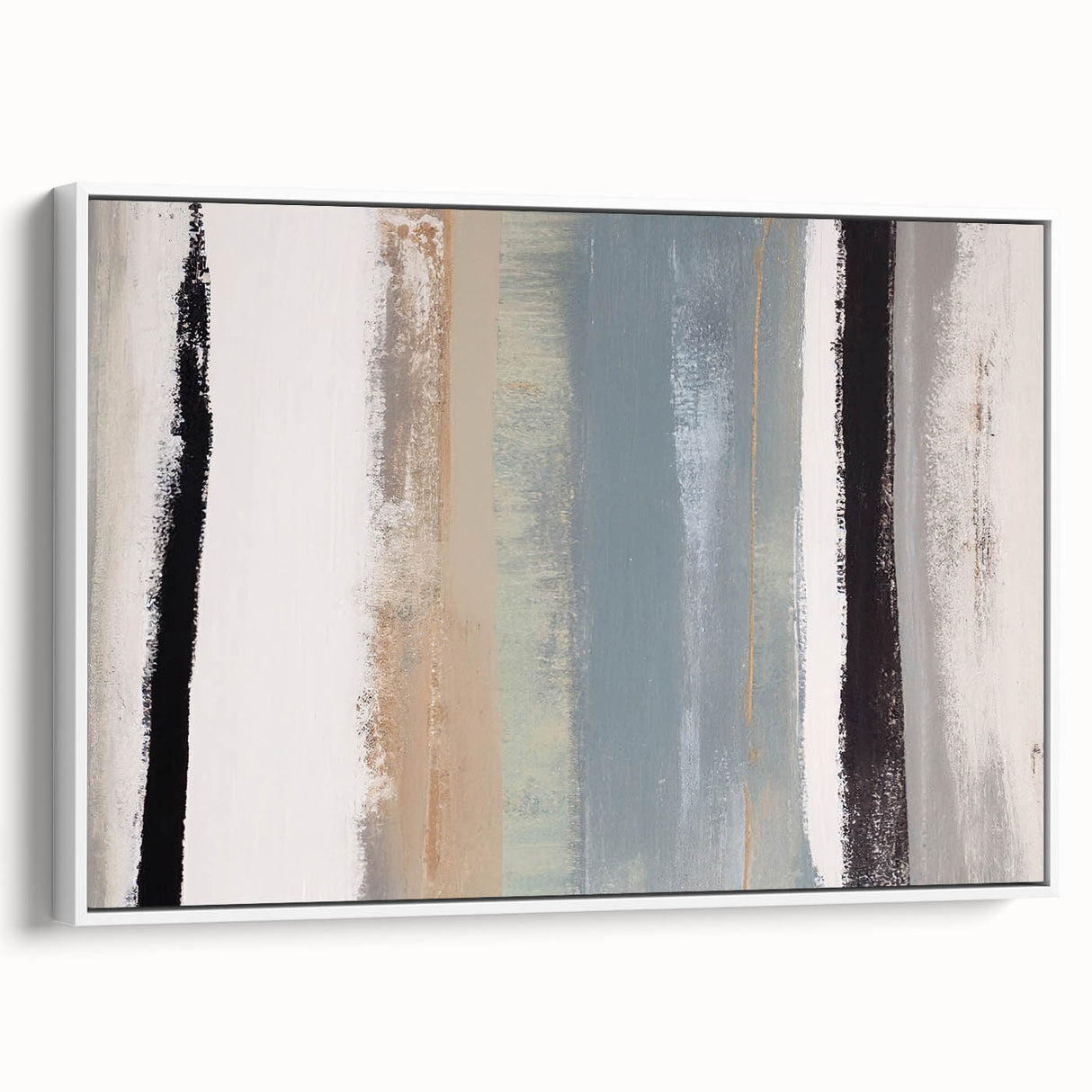 Textured Acrylic Wall Art – Gray Blue and Neutral Vertical Layers