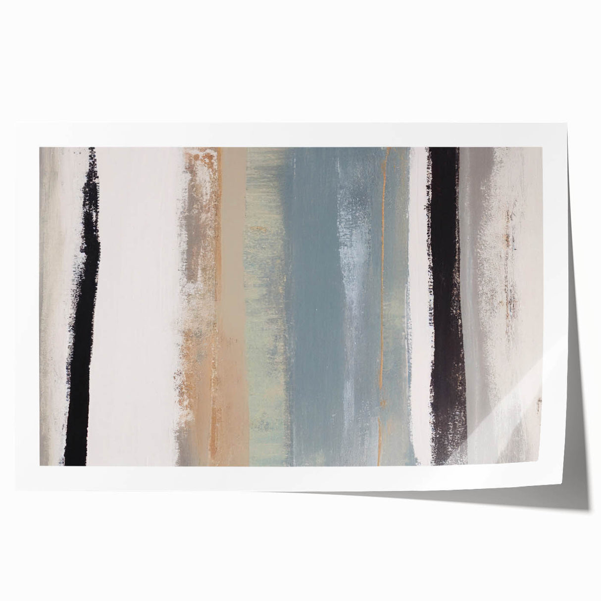 Textured Acrylic Wall Art – Gray Blue and Neutral Vertical Layers