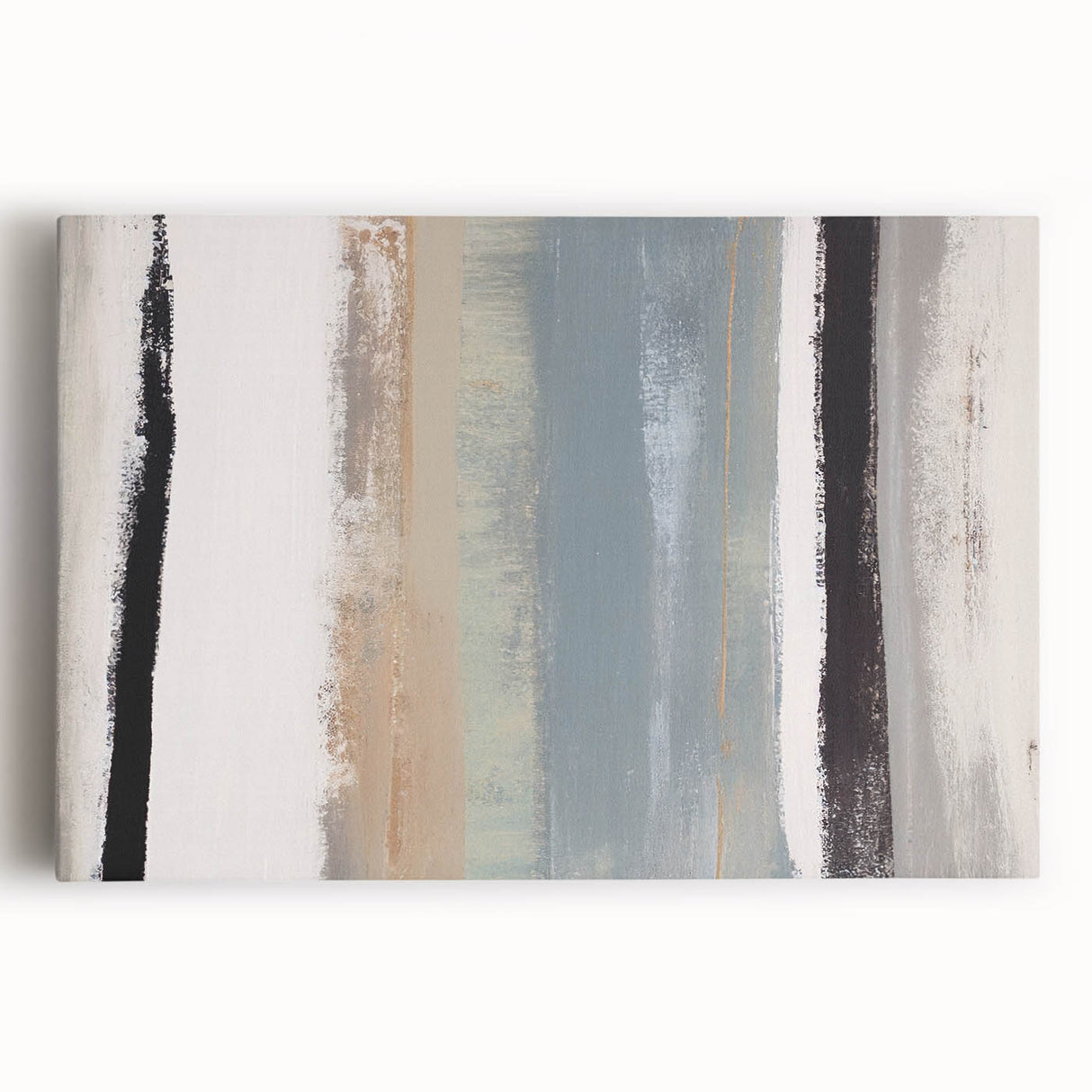 Textured Acrylic Wall Art – Gray Blue and Neutral Vertical Layers
