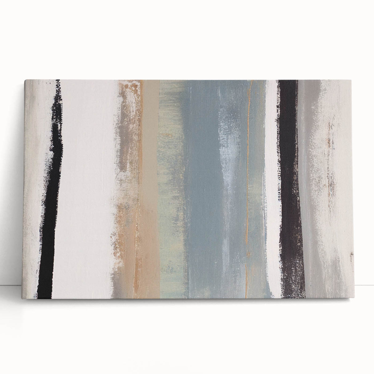 Textured Acrylic Wall Art – Gray Blue and Neutral Vertical Layers