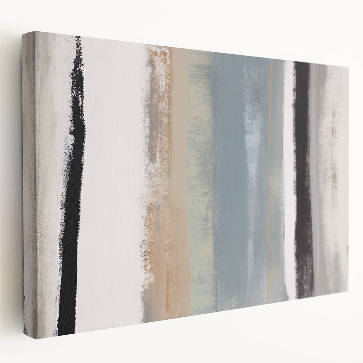 Textured Acrylic Wall Art – Gray Blue and Neutral Vertical Layers