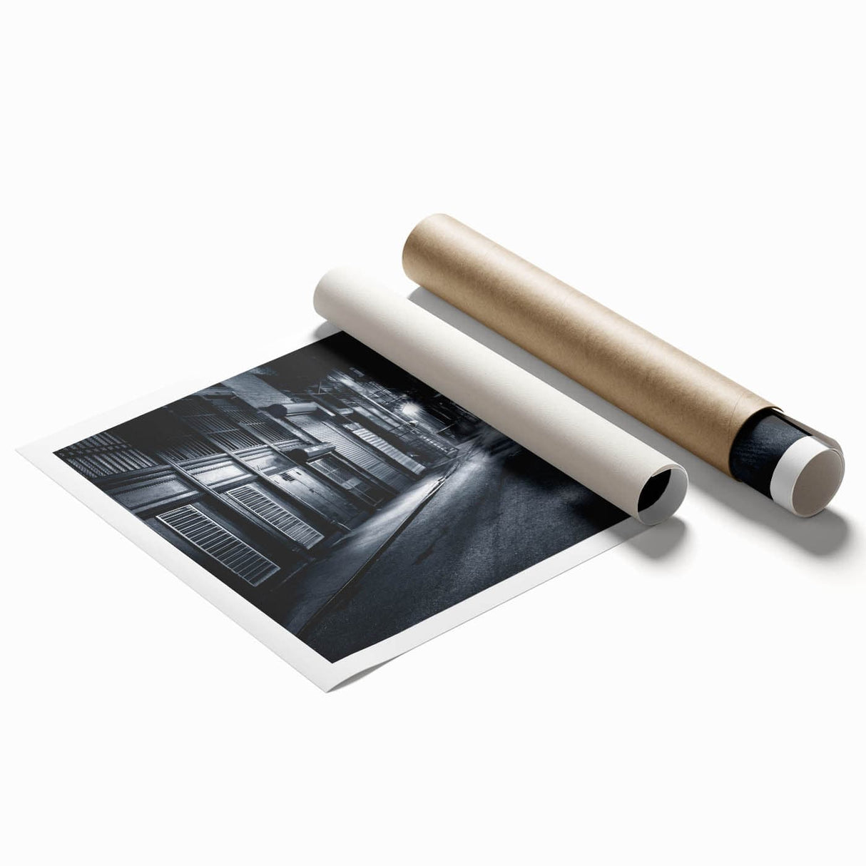 Modern Urban Landscape Art – Moody Black & White City Print