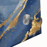 Luxury Fluid Art Print – Navy Blue & Gold Abstract Wall Decor