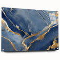Luxury Fluid Art Print – Navy Blue & Gold Abstract Wall Decor
