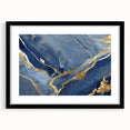 Luxury Fluid Art Print – Navy Blue & Gold Abstract Wall Decor
