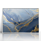 Luxury Fluid Art Print – Navy Blue & Gold Abstract Wall Decor