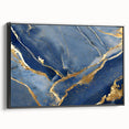 Luxury Fluid Art Print – Navy Blue & Gold Abstract Wall Decor