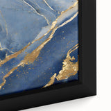 Luxury Fluid Art Print – Navy Blue & Gold Abstract Wall Decor