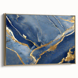 Luxury Fluid Art Print – Navy Blue & Gold Abstract Wall Decor