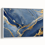 Luxury Fluid Art Print – Navy Blue & Gold Abstract Wall Decor
