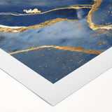 Luxury Fluid Art Print – Navy Blue & Gold Abstract Wall Decor