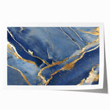 Luxury Fluid Art Print – Navy Blue & Gold Abstract Wall Decor