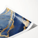 Luxury Fluid Art Print – Navy Blue & Gold Abstract Wall Decor