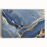 Luxury Fluid Art Print – Navy Blue & Gold Abstract Wall Decor