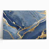 Luxury Fluid Art Print – Navy Blue & Gold Abstract Wall Decor