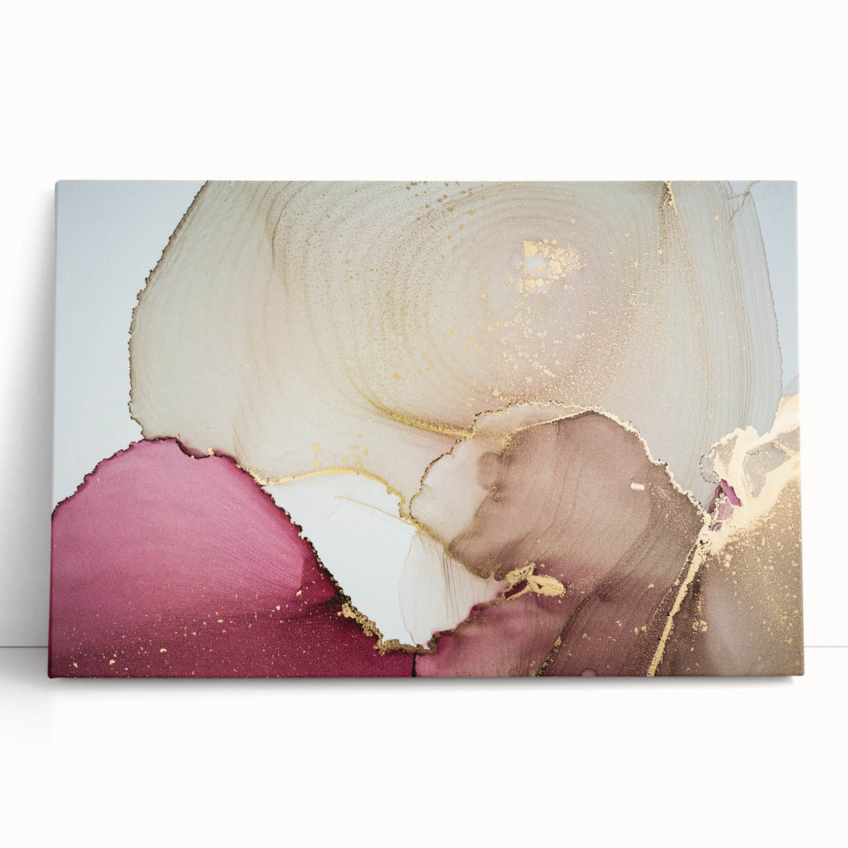 Premium Abstract Art Piece – Burgundy, Beige & Gold Canvas Print