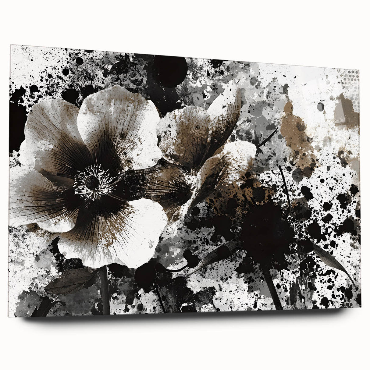 Earthen Harmony Abstracts - Neutral Abstract Prints with Floral Style
