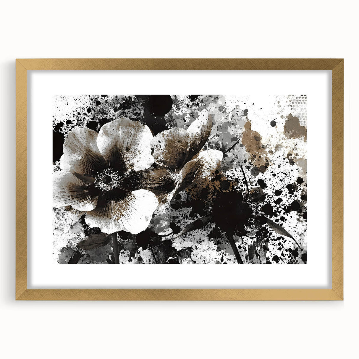 Earthen Harmony Abstracts - Neutral Abstract Prints with Floral Style