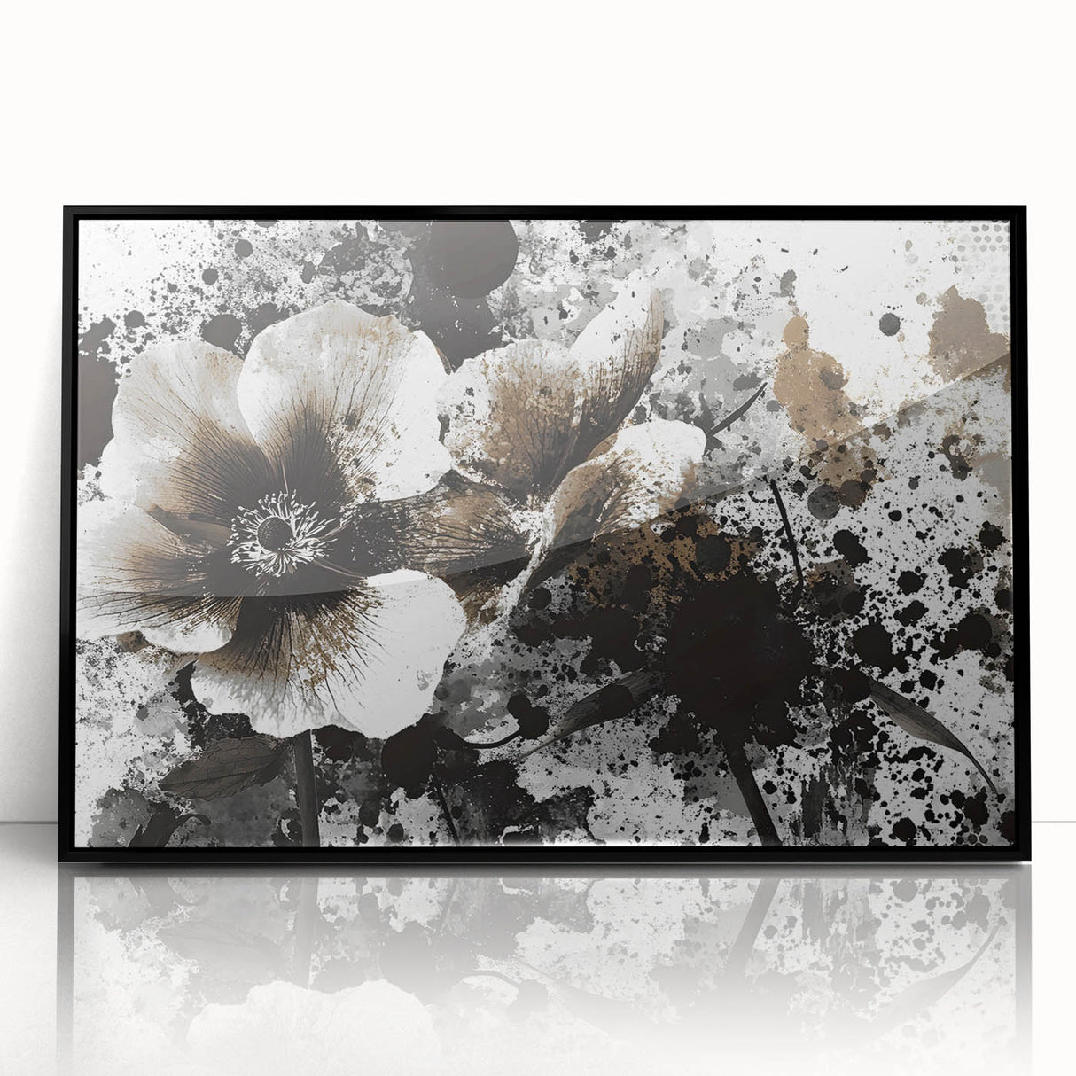 Earthen Harmony Abstracts - Neutral Abstract Prints with Floral Style
