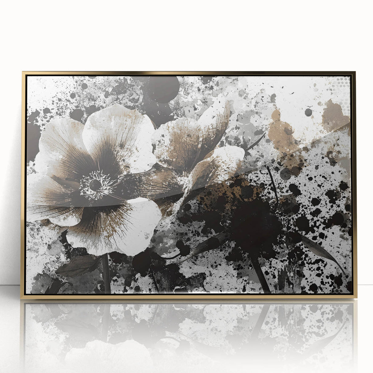 Earthen Harmony Abstracts - Neutral Abstract Prints with Floral Style