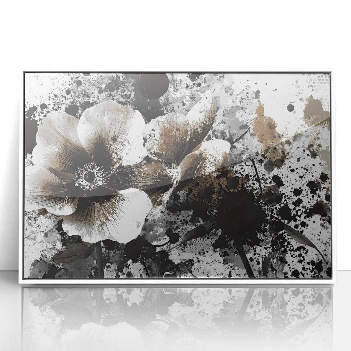 Earthen Harmony Abstracts - Neutral Abstract Prints with Floral Style