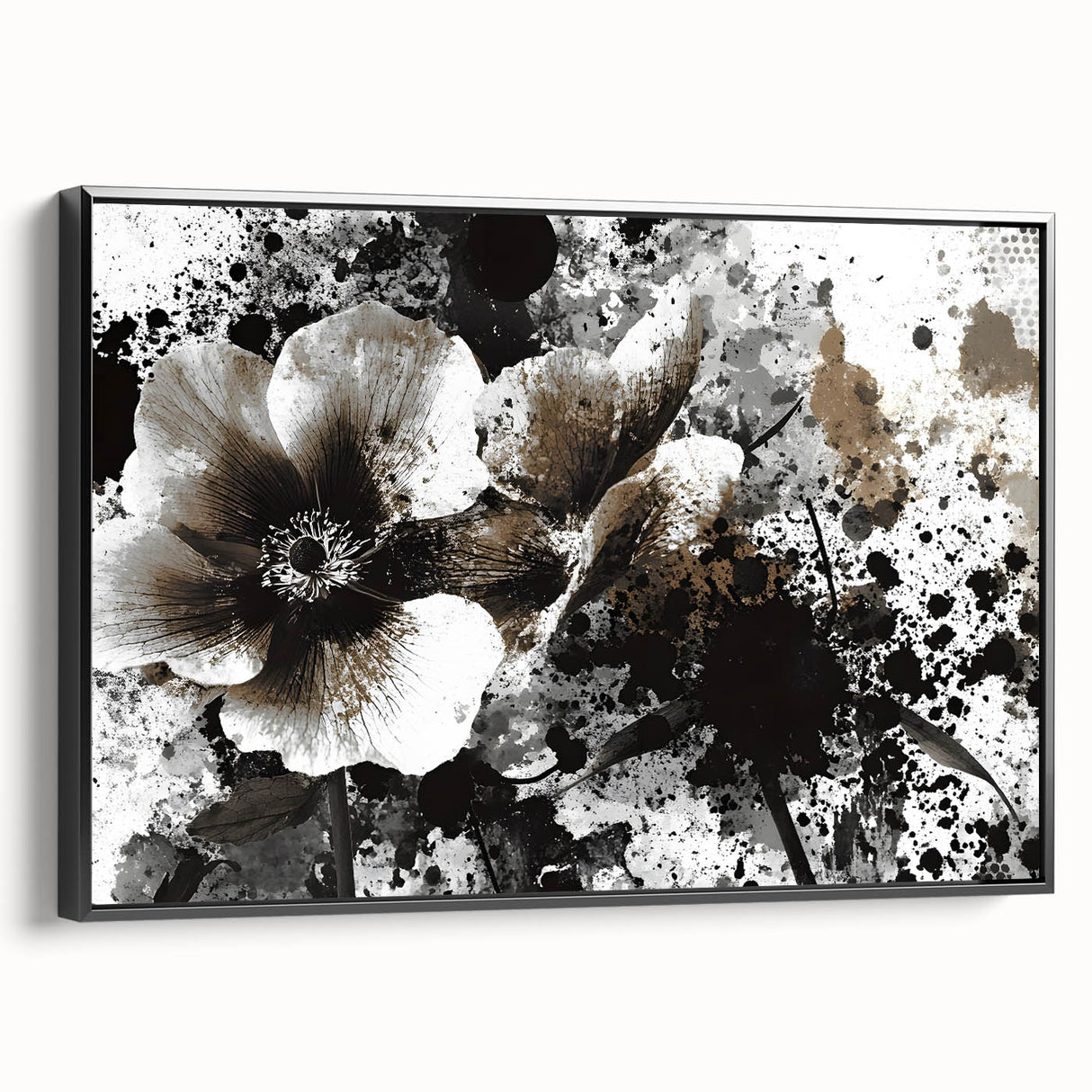 Earthen Harmony Abstracts - Neutral Abstract Prints with Floral Style