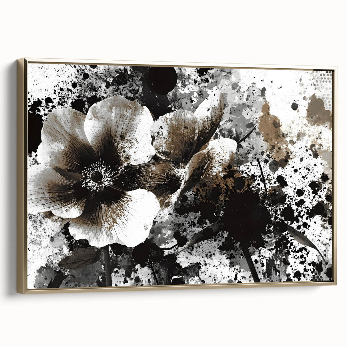 Earthen Harmony Abstracts - Neutral Abstract Prints with Floral Style