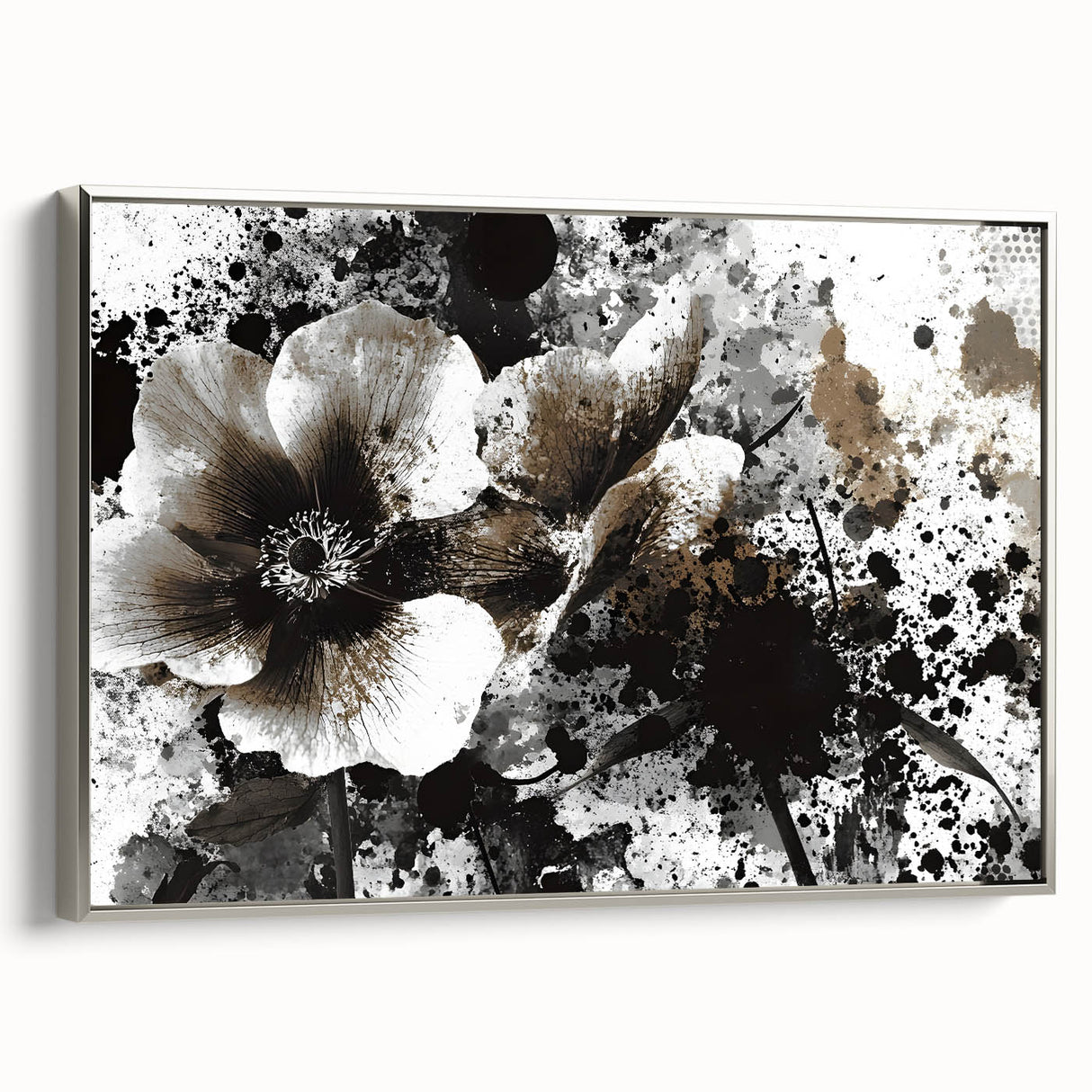 Earthen Harmony Abstracts - Neutral Abstract Prints with Floral Style