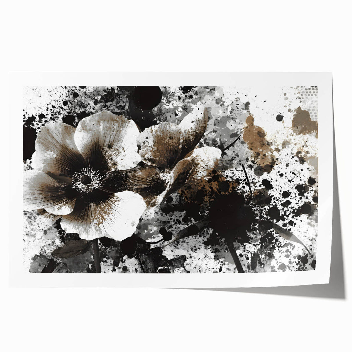 Earthen Harmony Abstracts - Neutral Abstract Prints with Floral Style