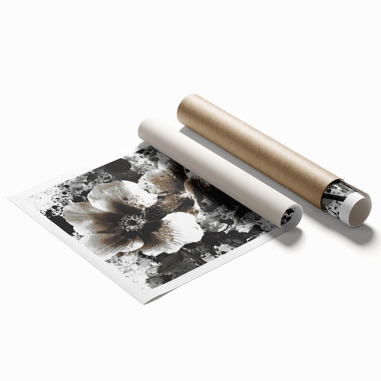 Earthen Harmony Abstracts - Neutral Abstract Prints with Floral Style
