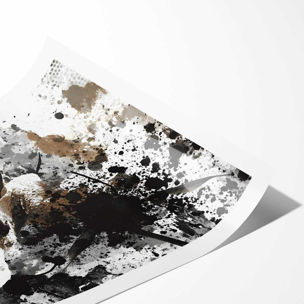 Earthen Harmony Abstracts - Neutral Abstract Prints with Floral Style