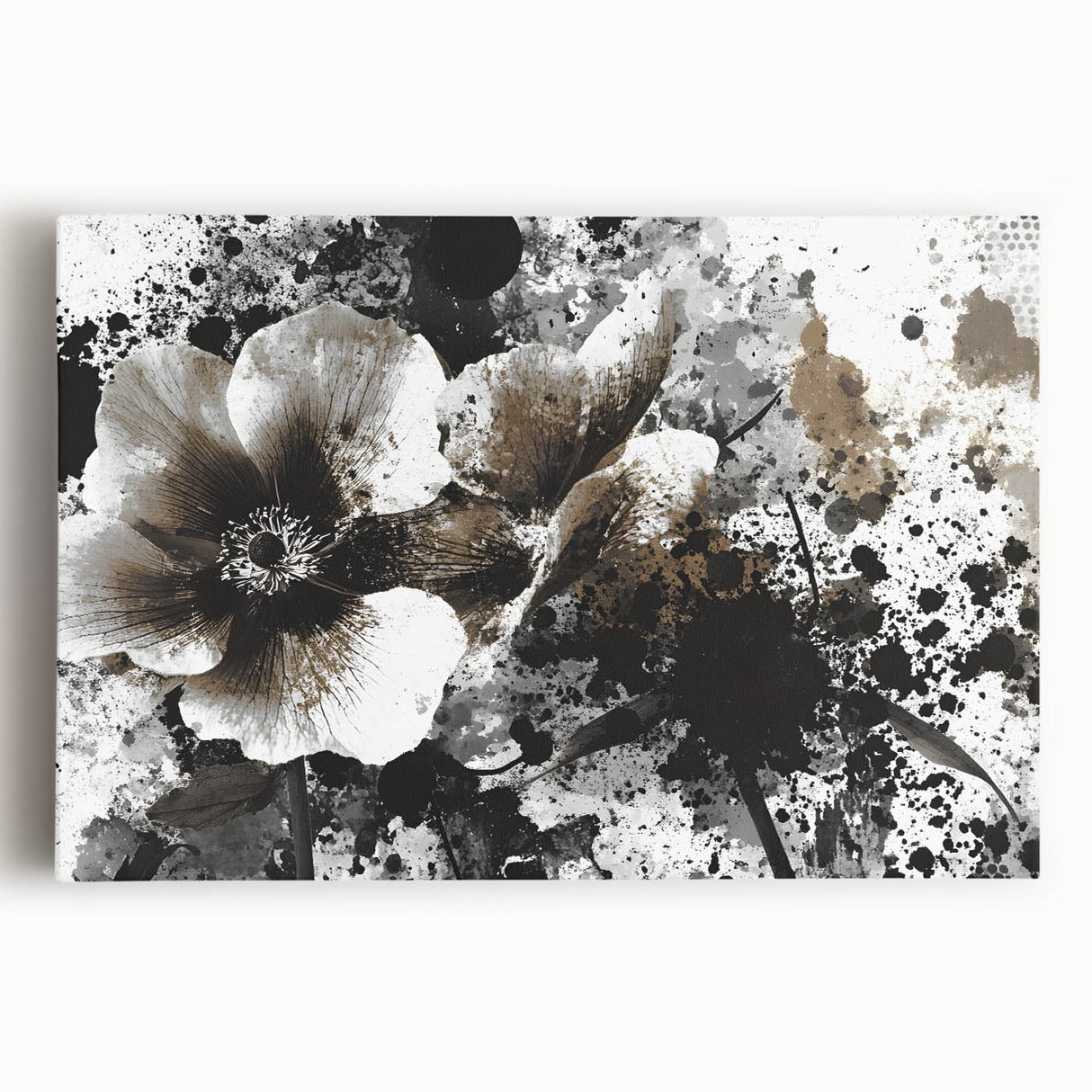 Earthen Harmony Abstracts - Neutral Abstract Prints with Floral Style