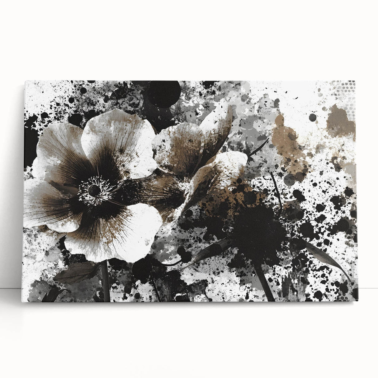 Earthen Harmony Abstracts - Neutral Abstract Prints with Floral Style