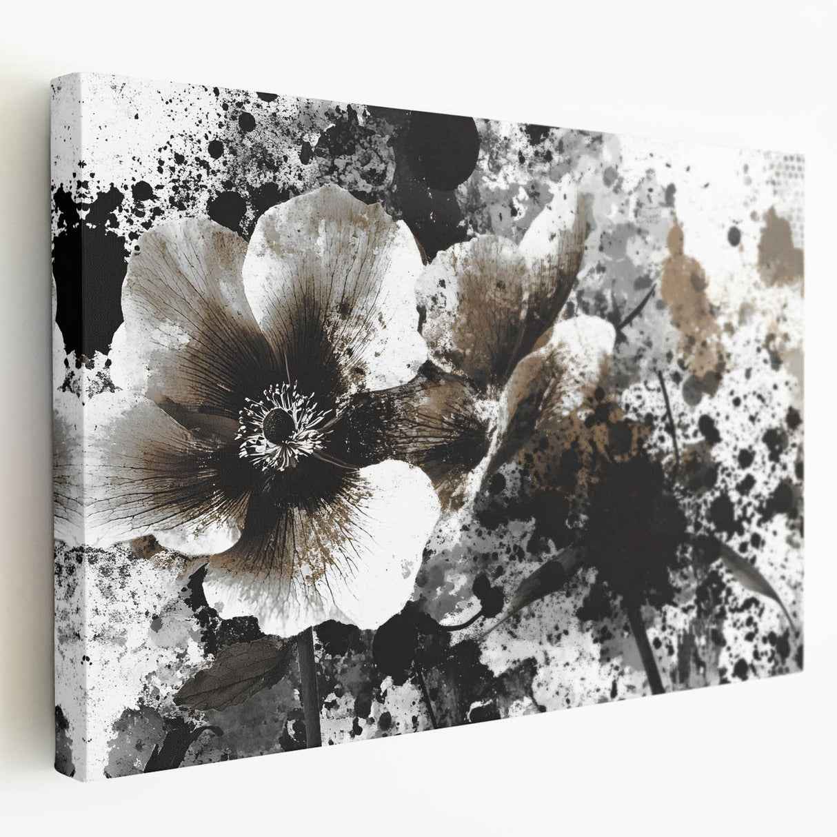 Earthen Harmony Abstracts - Neutral Abstract Prints with Floral Style