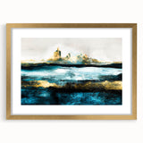 Modern Minimalist Landscape Prints – Abstract Gold and Blue Terrain