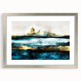 Modern Minimalist Landscape Prints – Abstract Gold and Blue Terrain