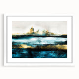 Modern Minimalist Landscape Prints – Abstract Gold and Blue Terrain