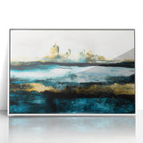 Modern Minimalist Landscape Prints – Abstract Gold and Blue Terrain