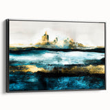 Modern Minimalist Landscape Prints – Abstract Gold and Blue Terrain