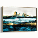 Modern Minimalist Landscape Prints – Abstract Gold and Blue Terrain