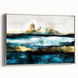 Modern Minimalist Landscape Prints – Abstract Gold and Blue Terrain