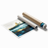 Modern Minimalist Landscape Prints – Abstract Gold and Blue Terrain