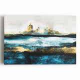 Modern Minimalist Landscape Prints – Abstract Gold and Blue Terrain