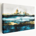 Modern Minimalist Landscape Prints – Abstract Gold and Blue Terrain