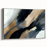 Minimalist Wall Decor - Black and Gold Abstract Canvas